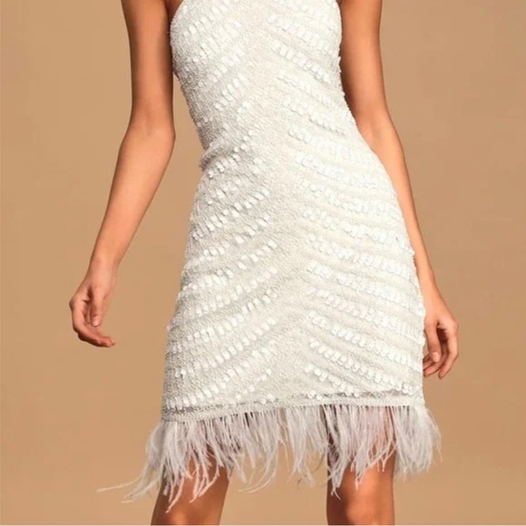 Lulus crystals and feathers dress - Picture 3 of 7